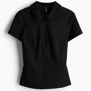 H&M Black Short Sleeve Button Down Shirt